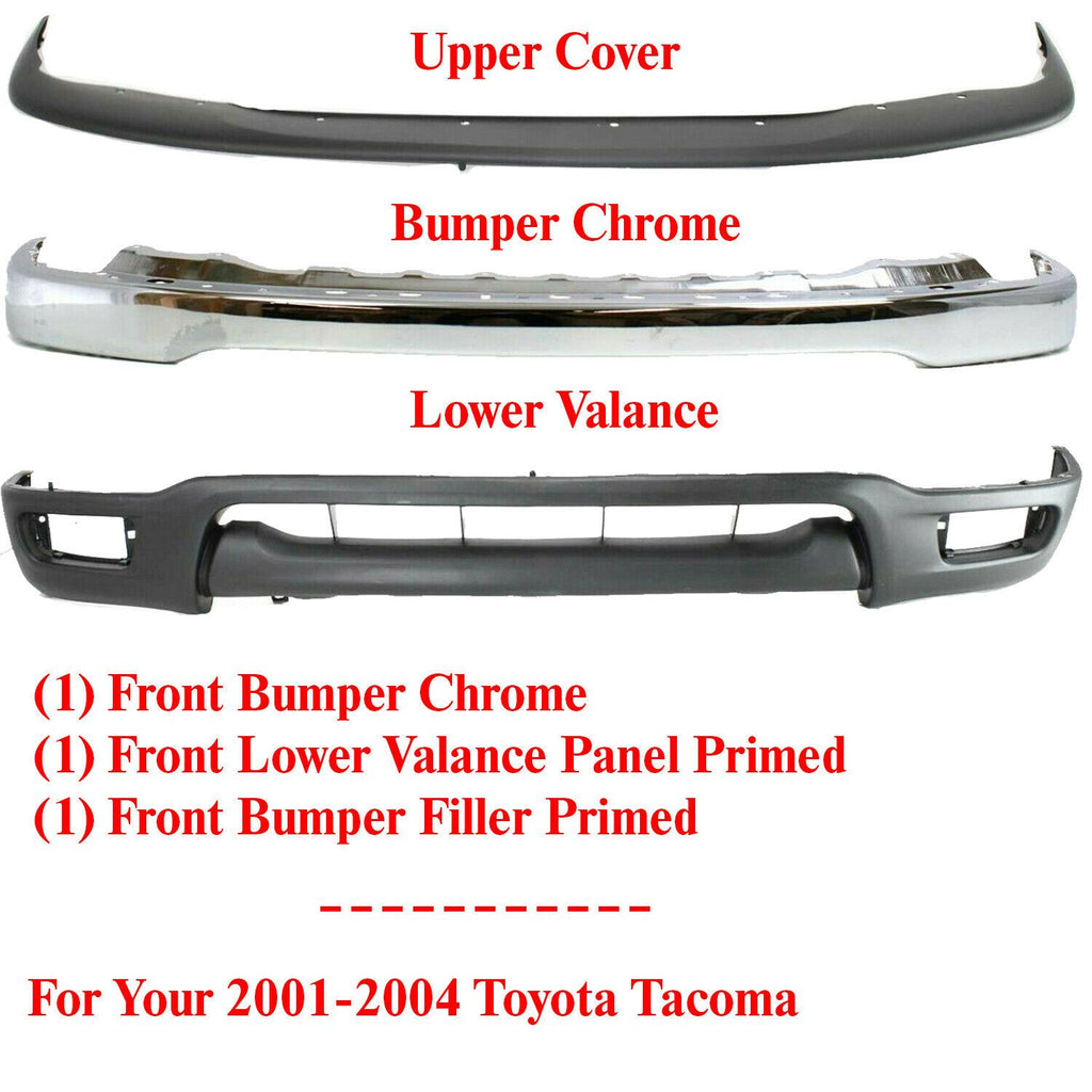 Front Chrome Bumper Air Deflector Valance Kit For 2001-2004 Toyota Tacoma