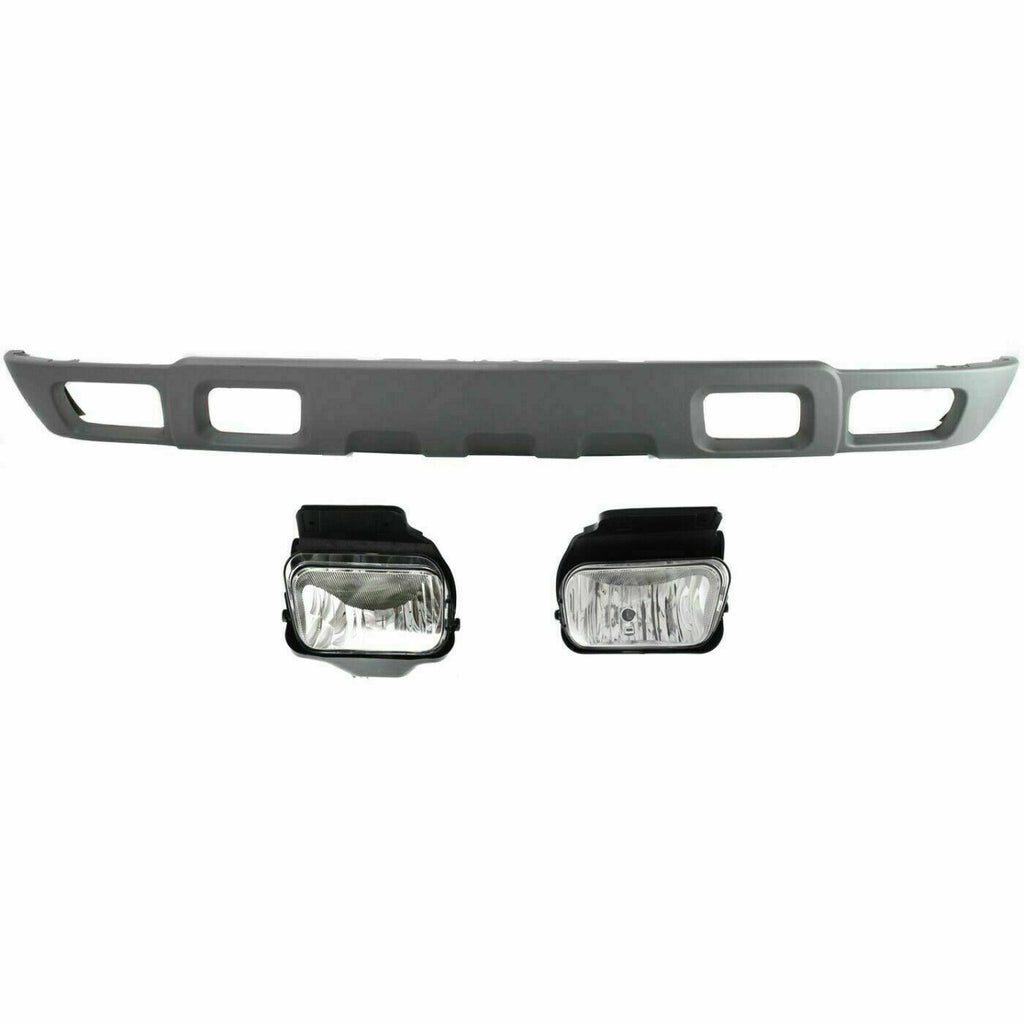 Front Lower Valance + Fog Lights For 2003-2006 Silverado 1500 2500HD 3500HD