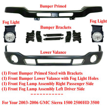 Load image into Gallery viewer, Front Bumper Primed with Brackets + Valance + Fog For 2003-2006 Sierra 1500-3500