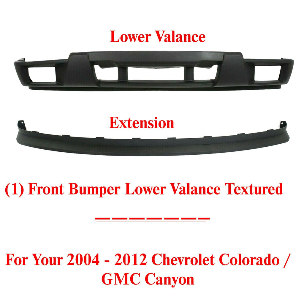 Front Bumper Cover + Extension Textured For 04-12 Chevrolet Colorado/ GMC Canyon