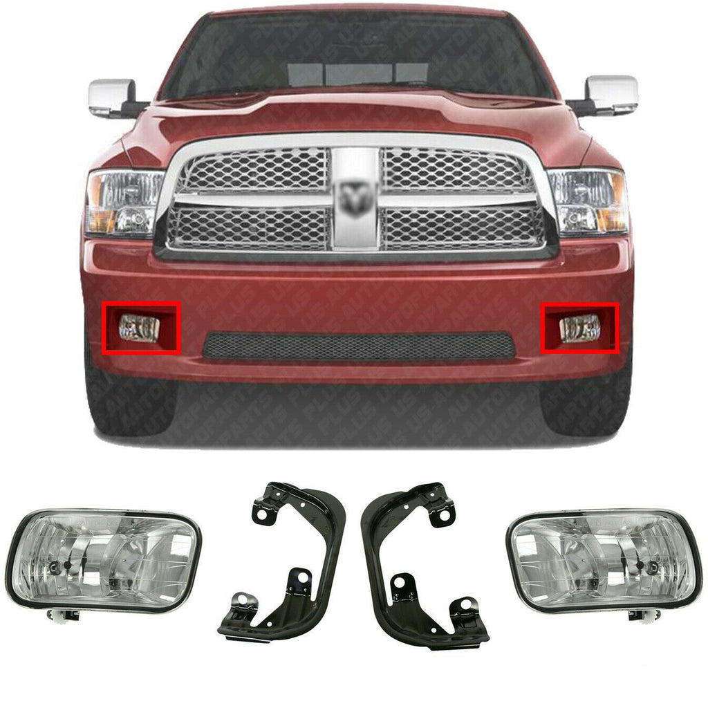 Front Fog Lights with Brackets For 2009-2012 Ram 1500 / 2010-2018 Ram 2500 3500