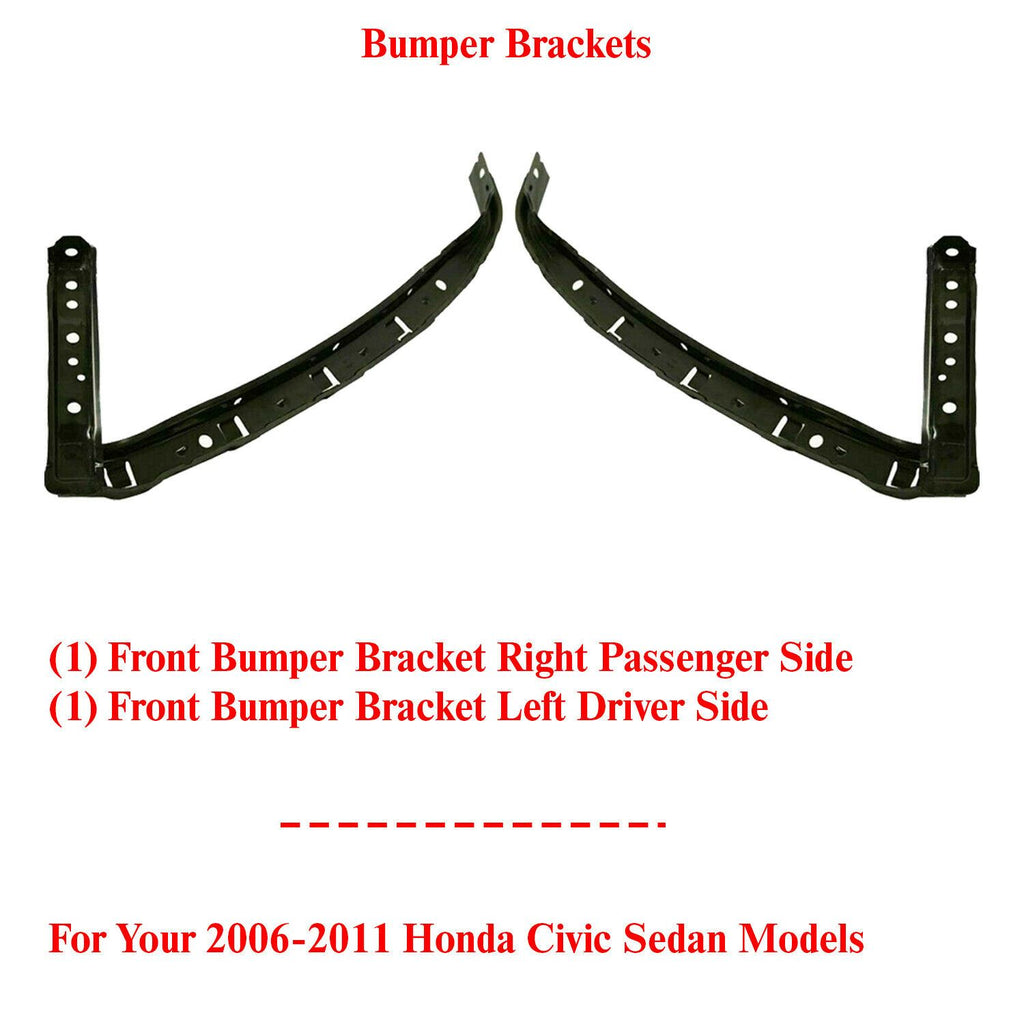 Front Bumper Cover Brackets Driver & Passenger Side For 06-11 Honda Civic Sedan