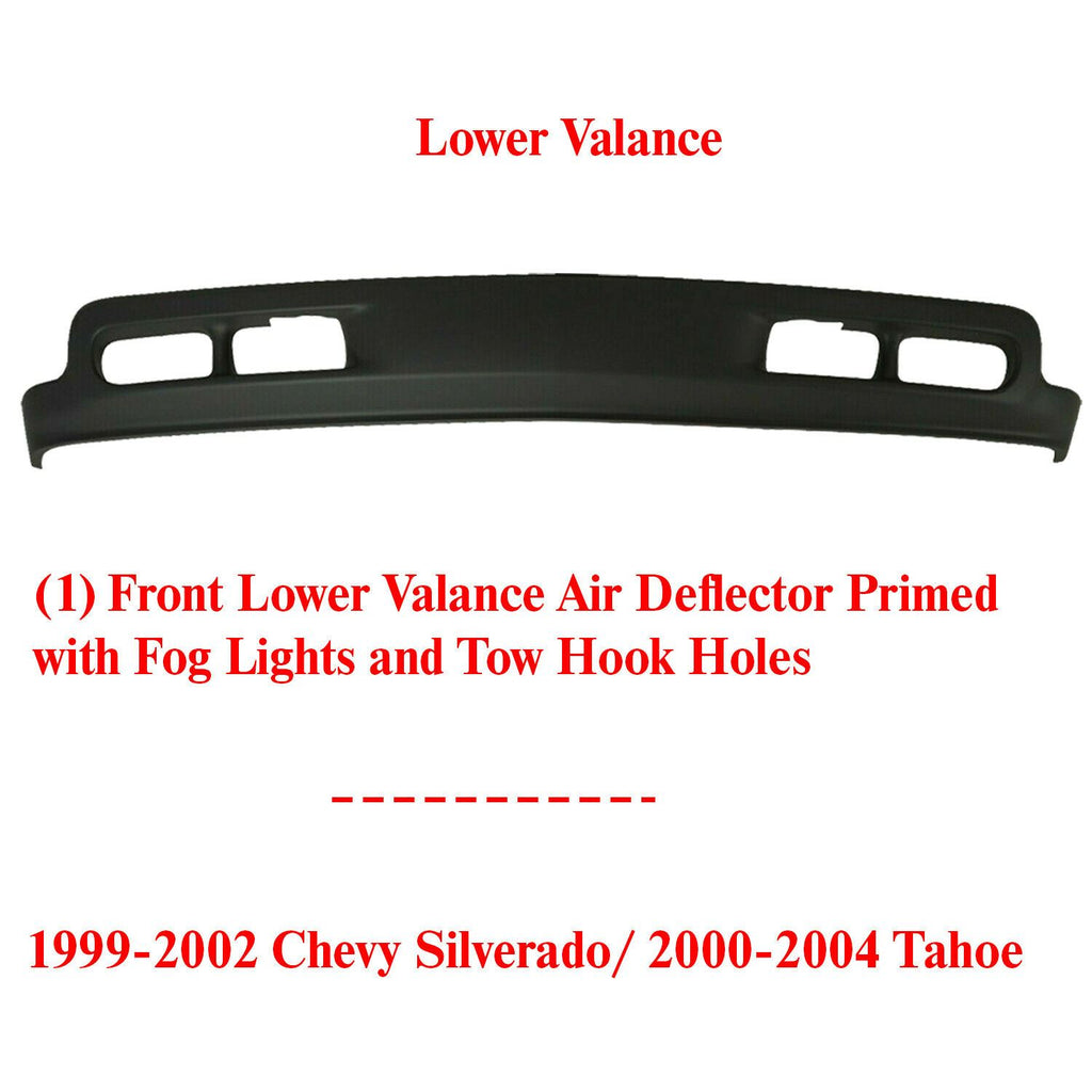 Front Lower Valance Air Deflector Primed For 99-02 Chevy Silverado / 00-04 Tahoe