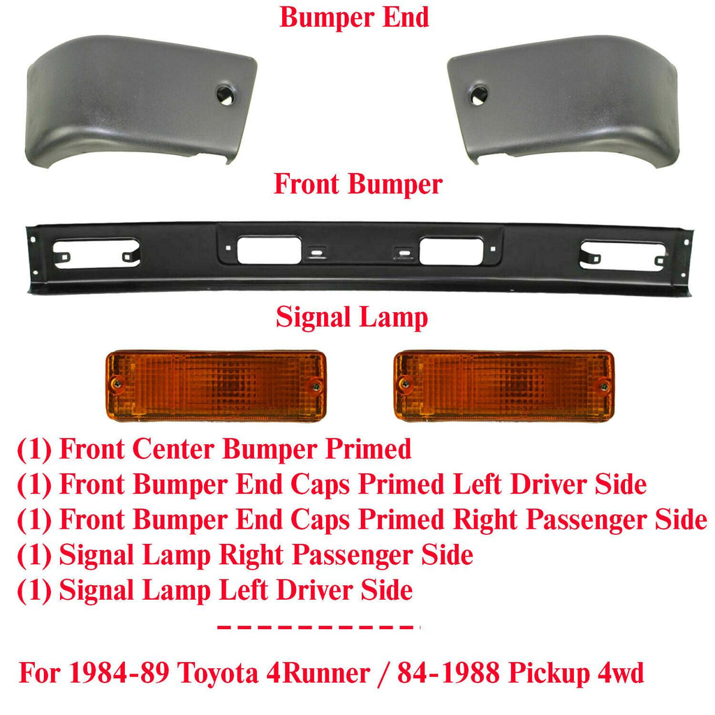 Front Bumper Kit + Signal Lamps For 1984-1987 Toyota 4Runner / Pickup 4wd