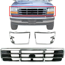 Load image into Gallery viewer, Front Grille Chrome + Head Light Door Pair For 1992-1997 Ford F-Series / Bronco