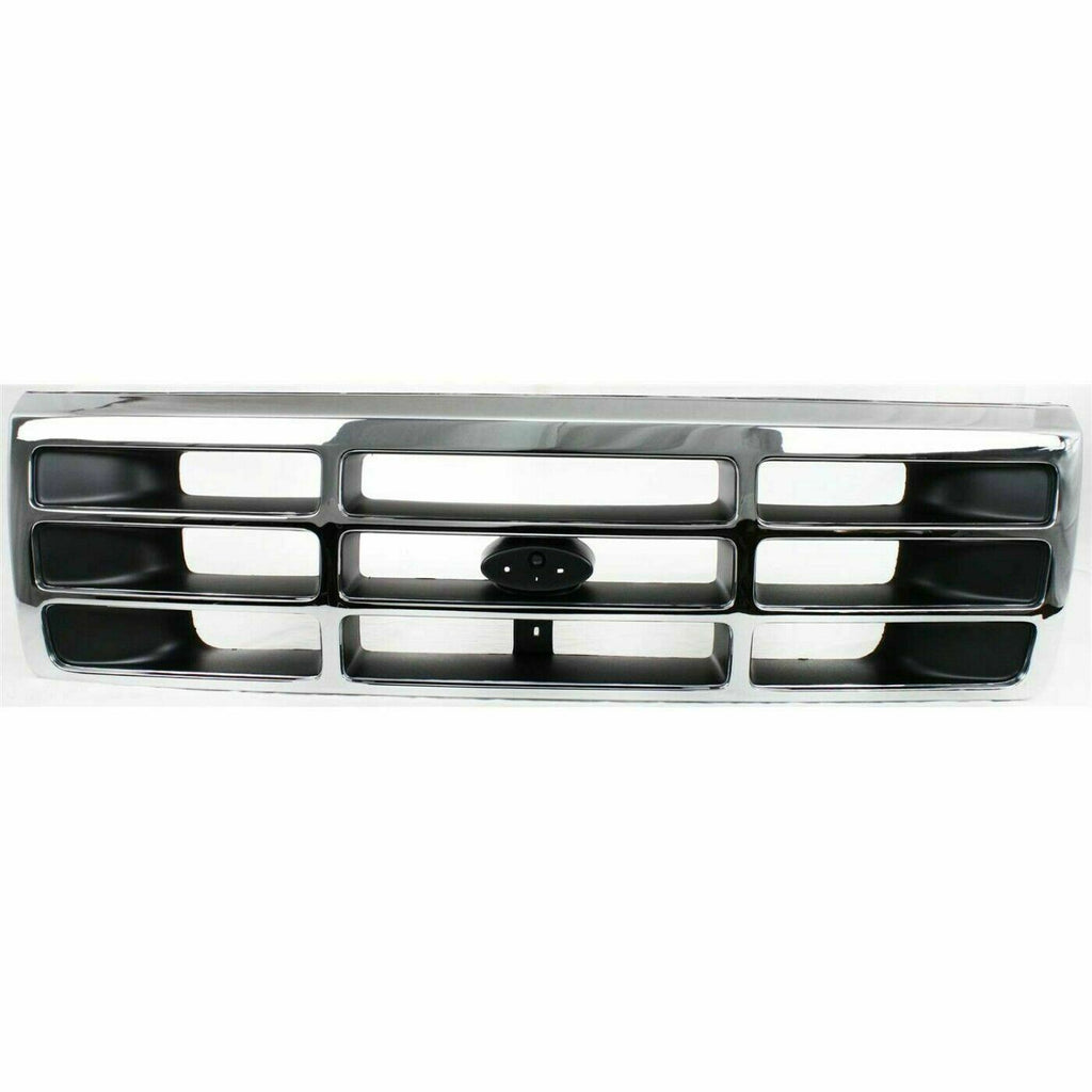 Front Grille Chrome + Head Light Door Pair For 1992-1997 Ford F-Series / Bronco