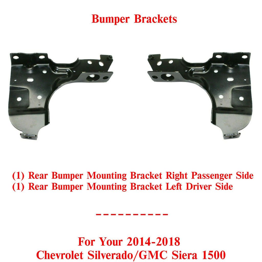 Rear Bumper Brackets LH + RH For 2014-2018 Chevrolet Silverado / GMC Sierra 1500