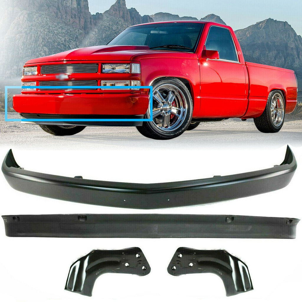 Front Bumper Primed Steel + Lower Valance + Brackets For 94 -02 GMC C1500 Chevy