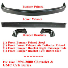 Load image into Gallery viewer, Front Bumper Primed Steel + Lower Valance + Brackets For 94 -02 GMC C1500 Chevy