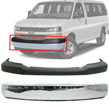Load image into Gallery viewer, Front Chrome Steel Bumper + Upper Cover For 2003-17 Chevy Express Van GMC Savana
