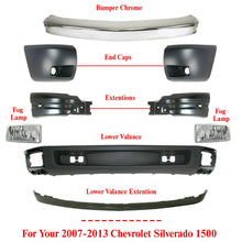 Load image into Gallery viewer, Front Chrome Bumper Steel + Valance+Ends+ Fog for 2007-2013 Chevy Silverado 1500