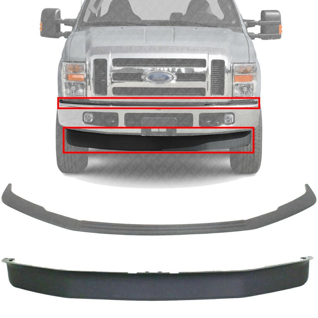 Front Bumper Molding + Lower Valance For 08-10 Ford F-Series Super Duty 4WD