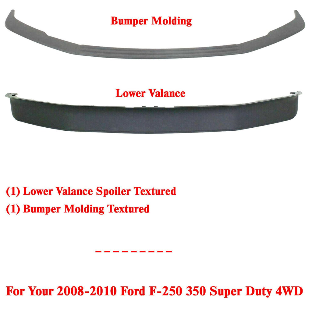 Front Bumper Molding + Lower Valance For 08-10 Ford F-Series Super Duty 4WD