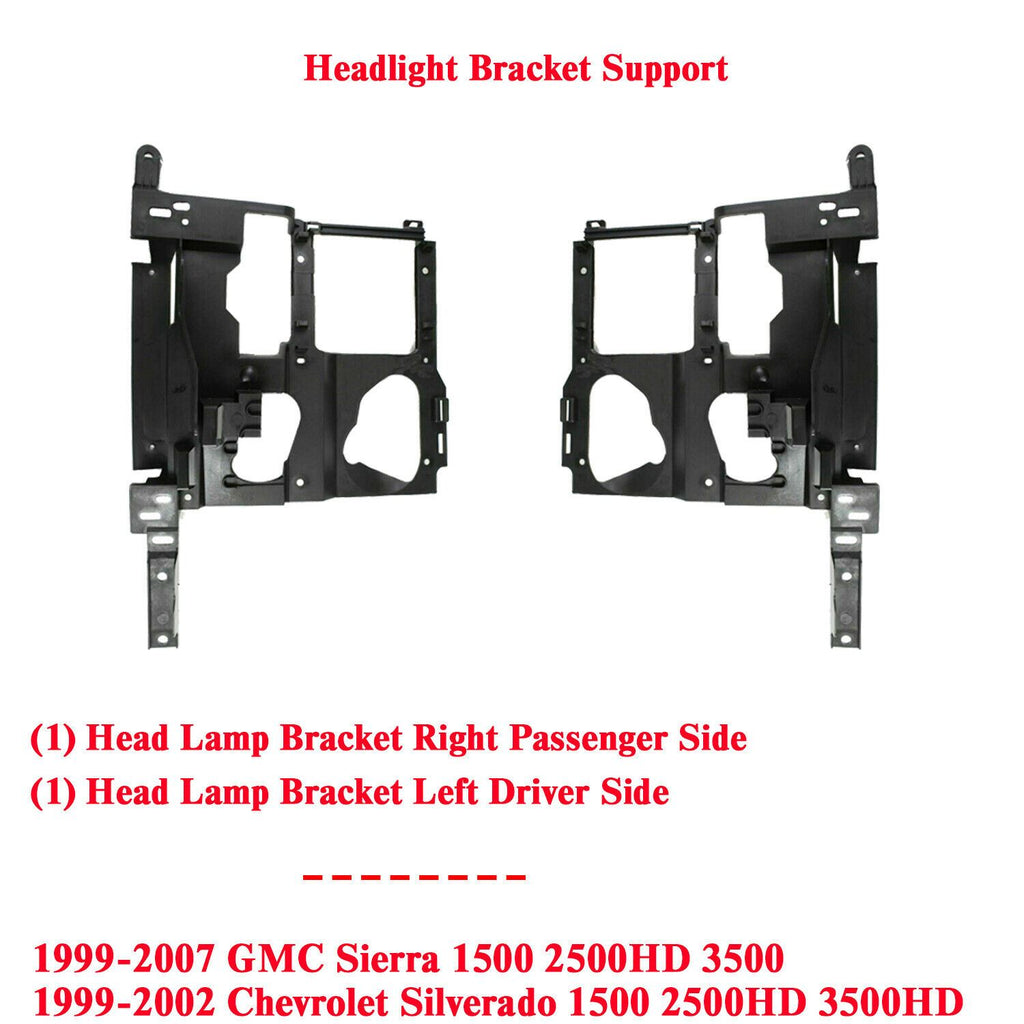 Set Of Front Headlight Support Brackets For 1999-2002 Chevy