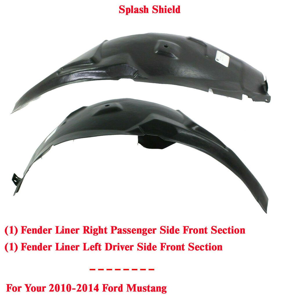 Set of 2 Front Splash Shield Fender Liner LH & RH For 2010-2014 Ford Mustang