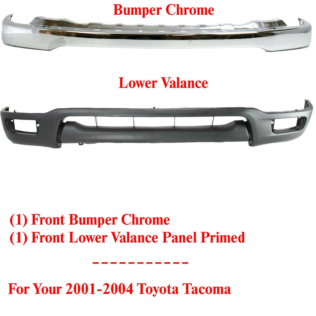 New Front Chrome Bumper Lower Valance Kit Primed For Toyota Tacoma 2001-2004