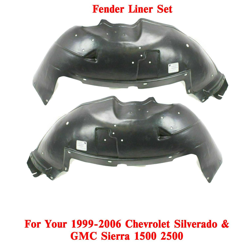 Set of 2 Front Splash Shield Fender Liner For 1999- 2006 Silverado & Sierra 1500