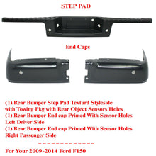 Load image into Gallery viewer, Rear Bumper Step Pad + End Caps Driver &amp; Passenger Side For 2009-2014 Ford F-150