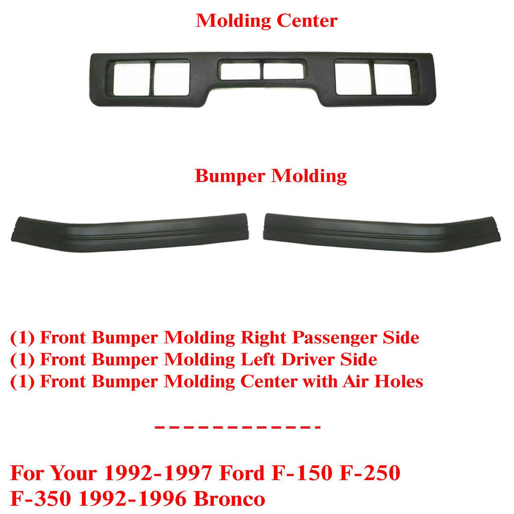 Front Bumper Molding Center + Molding Pad For 92-96 Bronco / 92-97 Ford 150-350