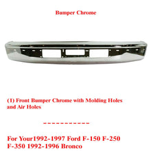 Load image into Gallery viewer, Front Bumper Chrome w/ Air Intake and Molding Holes For 1992-1997 Ford F-Series