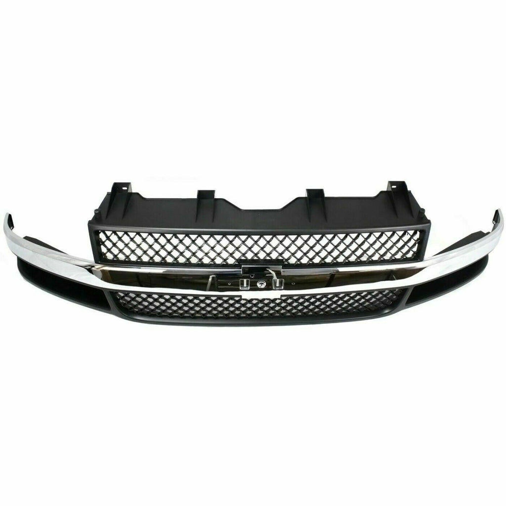 CarPartsDepot Grill Grille Chrome Black Assembly Front Compatible With  CHEVY Express 1500 2500 3500 4500 2003-2017 Van GM1200535 25749583