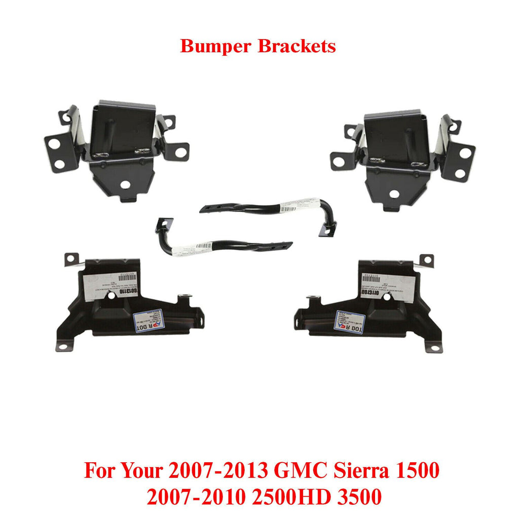 Set of 6 Front Bumper Bracket Outer + Inner For 2007-2013 GMC Sierra 1500 / 07-10 2500HD 3500