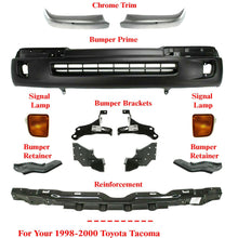 Load image into Gallery viewer, Front Bumper Cover Textured + Chrome Trim + Bracket Kit For 1998-2000 Tacoma 4WD