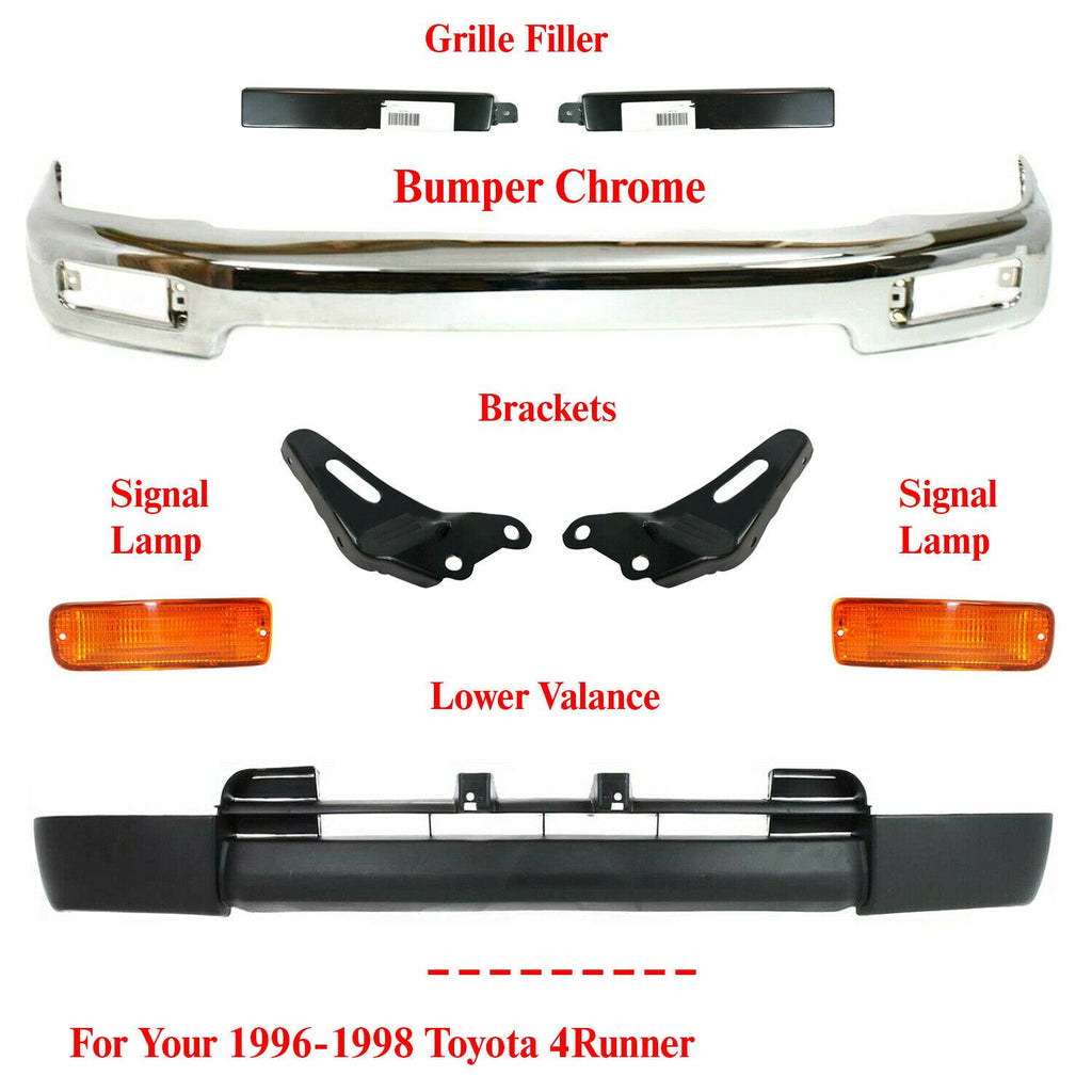 Front Bumper + Valance + Bracket + Signal Lamp + Filler For 96-98 Toyota 4runner