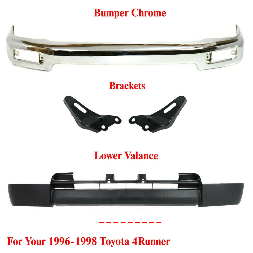 Front Chrome Bumper Lower Valance + Brackets For 1996 - 1998 Toyota 4Runner