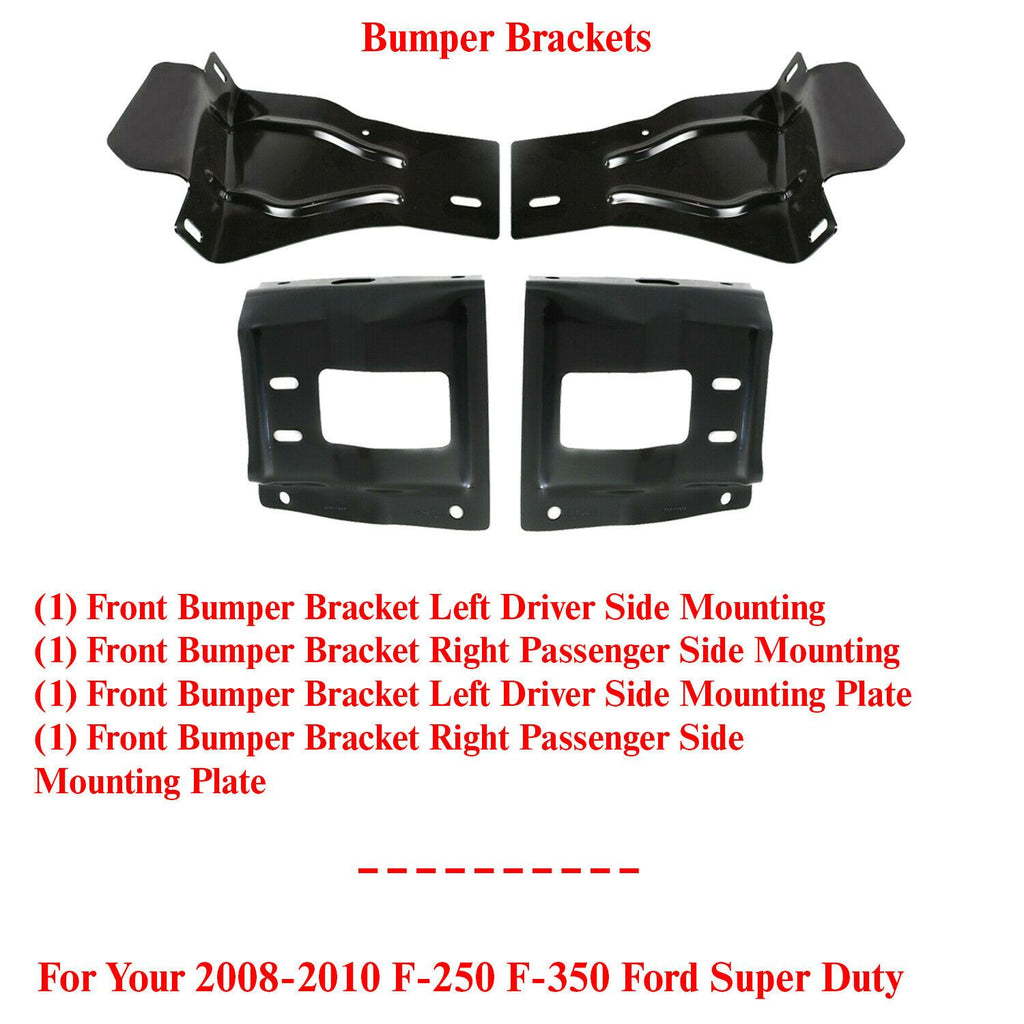 Front Bumper Bracket Set For 2008-2010 Ford F-250 Super Duty 4 Pcs Left & Right