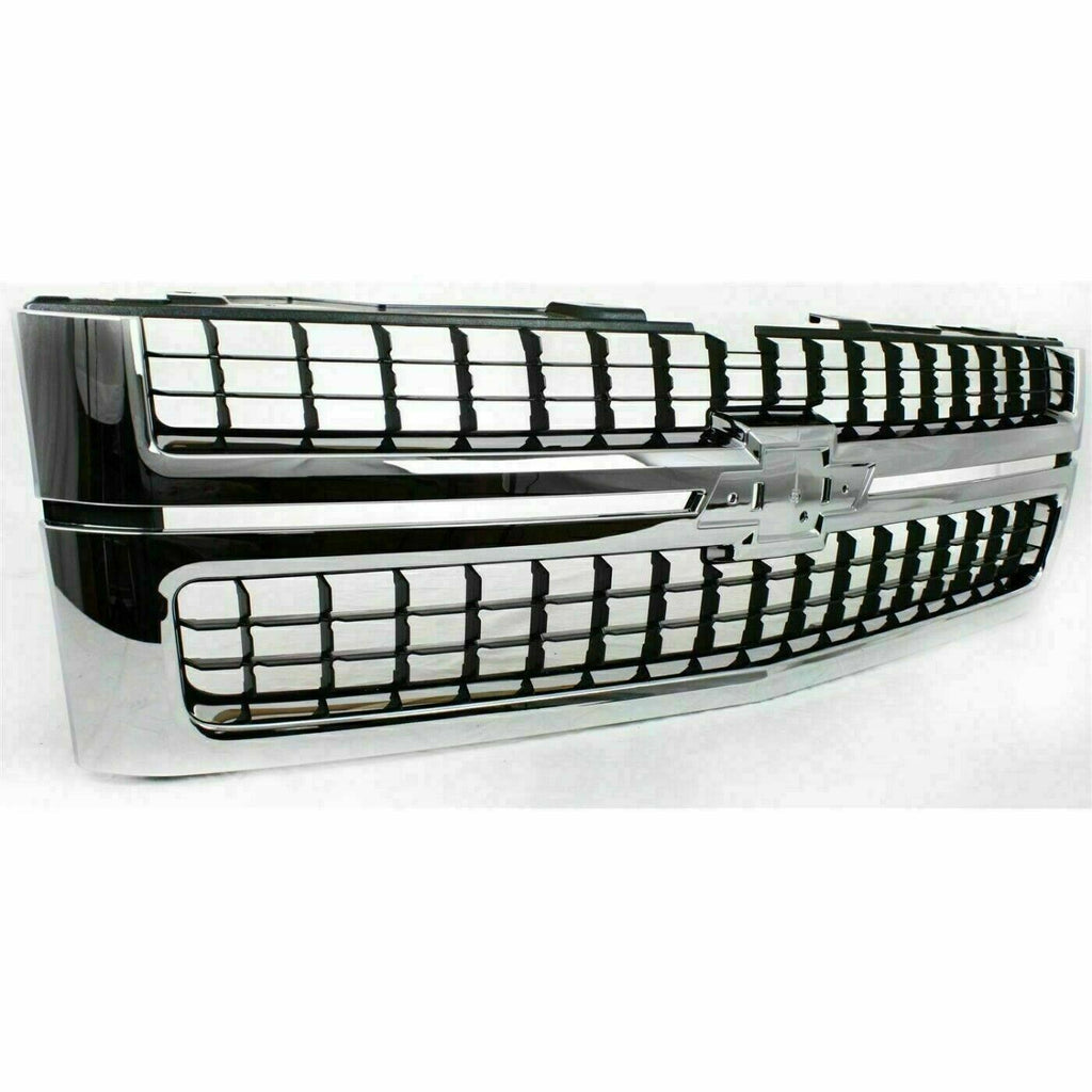 Front Grille Chrome Shell Primed Insert For 2007-2010 Silverado 2500HD 3500