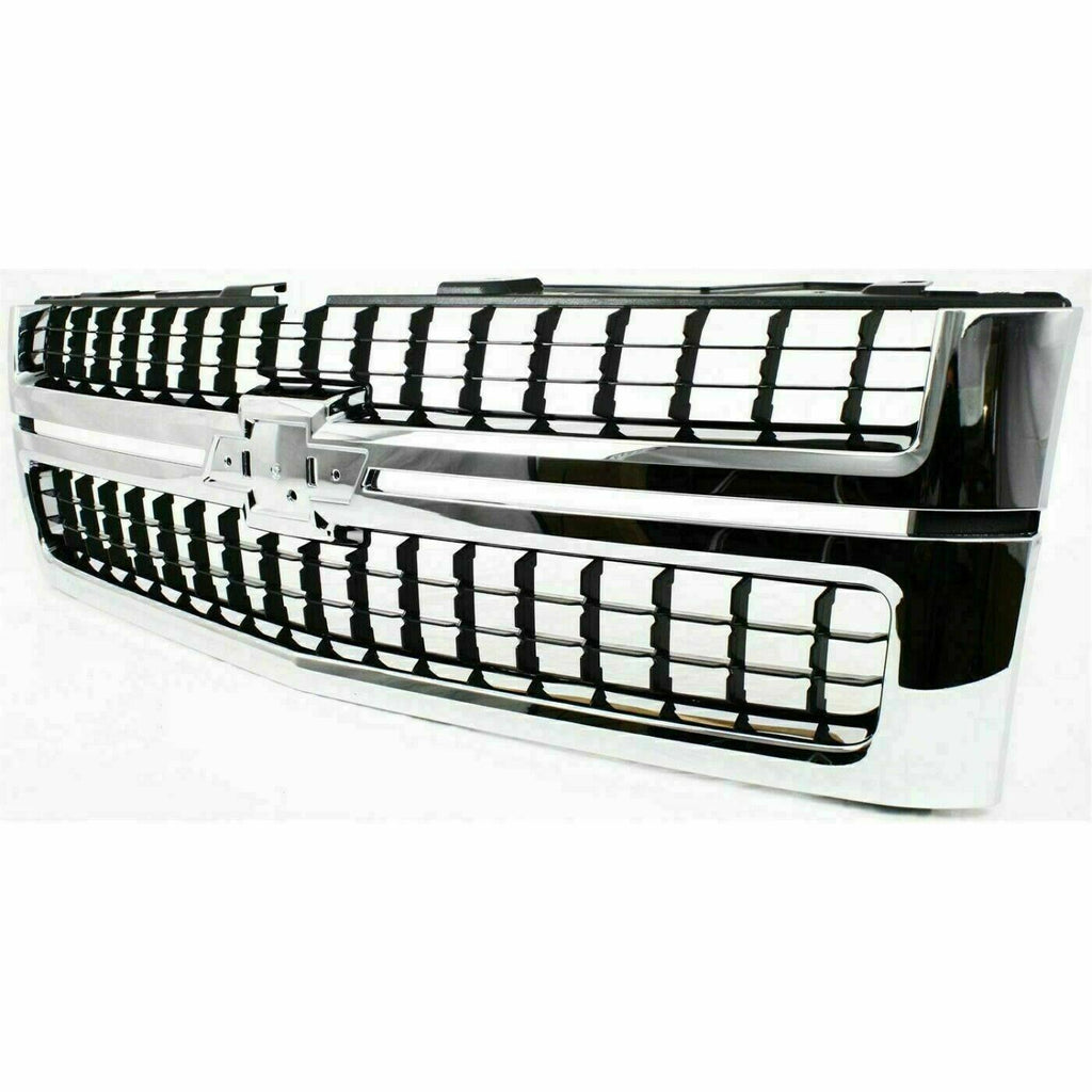 Front Grille Chrome Shell Primed Insert For 2007-2010 Silverado 2500HD 3500