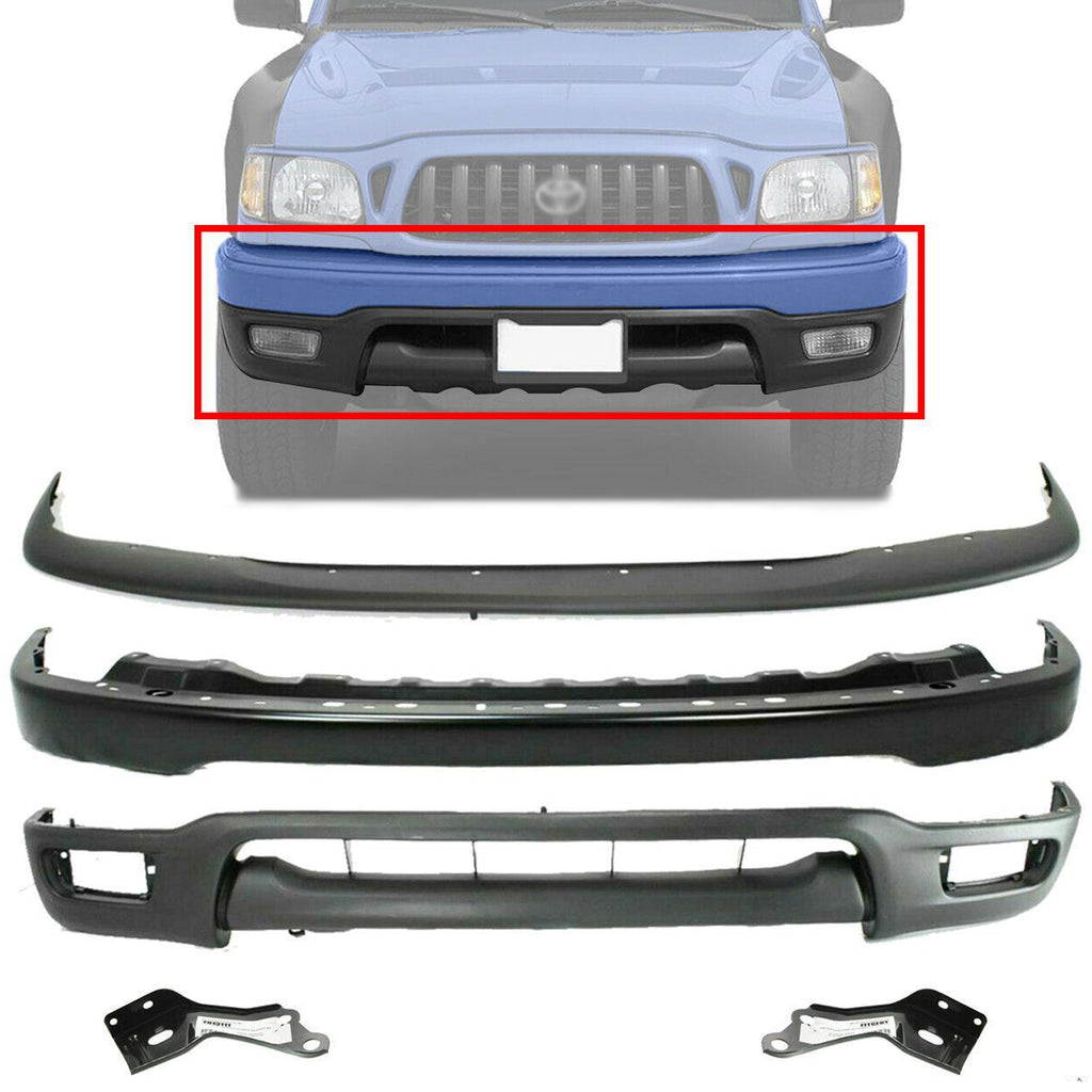 Front Bumper Primed Steel + Filler + Valance & Brackets For 01-04 Toyota Tacoma