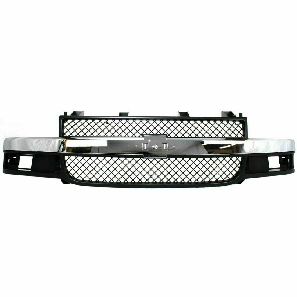 Front Bumper Chrome + Grille + Upper + lower For 2003-2014 Chevrolet Express