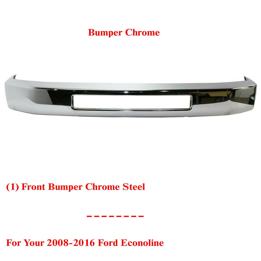 Front Bumper Face Bar Chrome Steel For 2008-2016 Ford Econoline