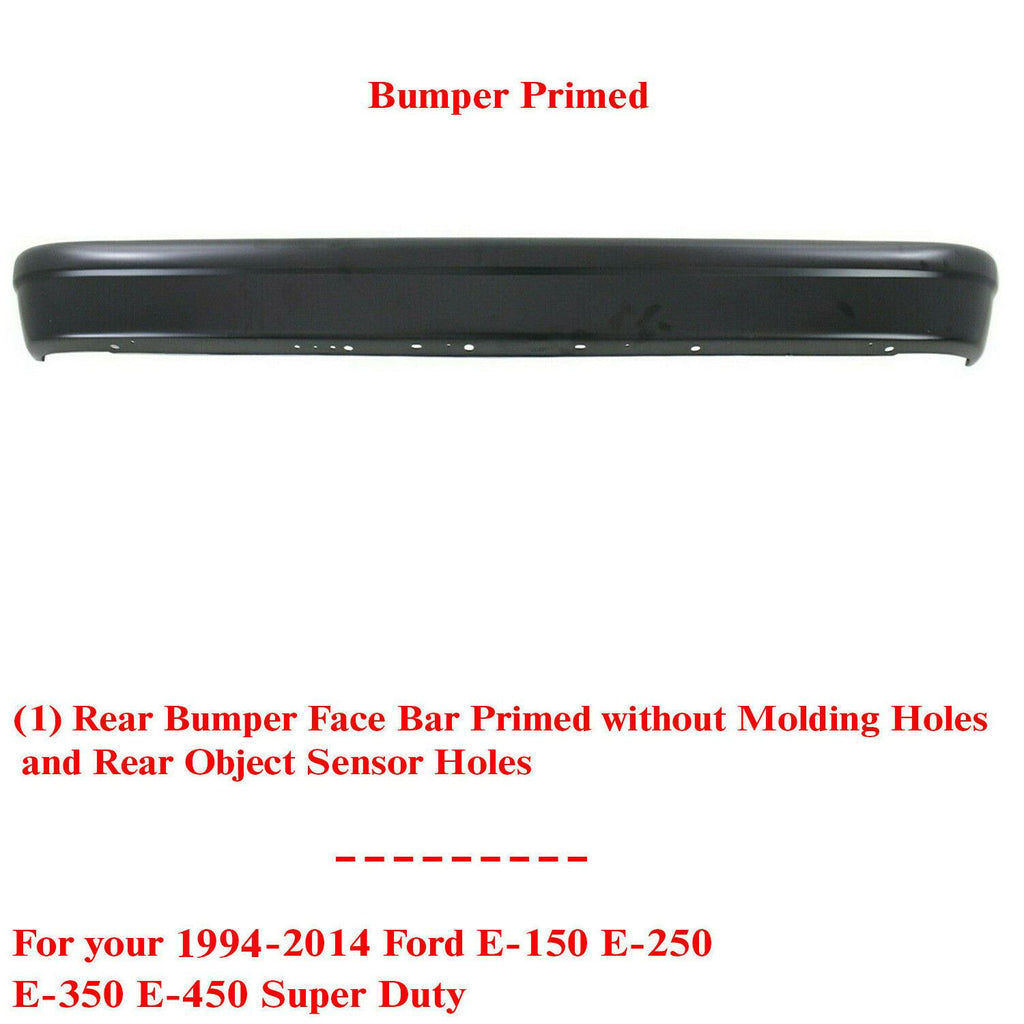 Rear Bumper Face Bar Primed Steel For 1994-14 Ford E-Series Econoline Super Duty