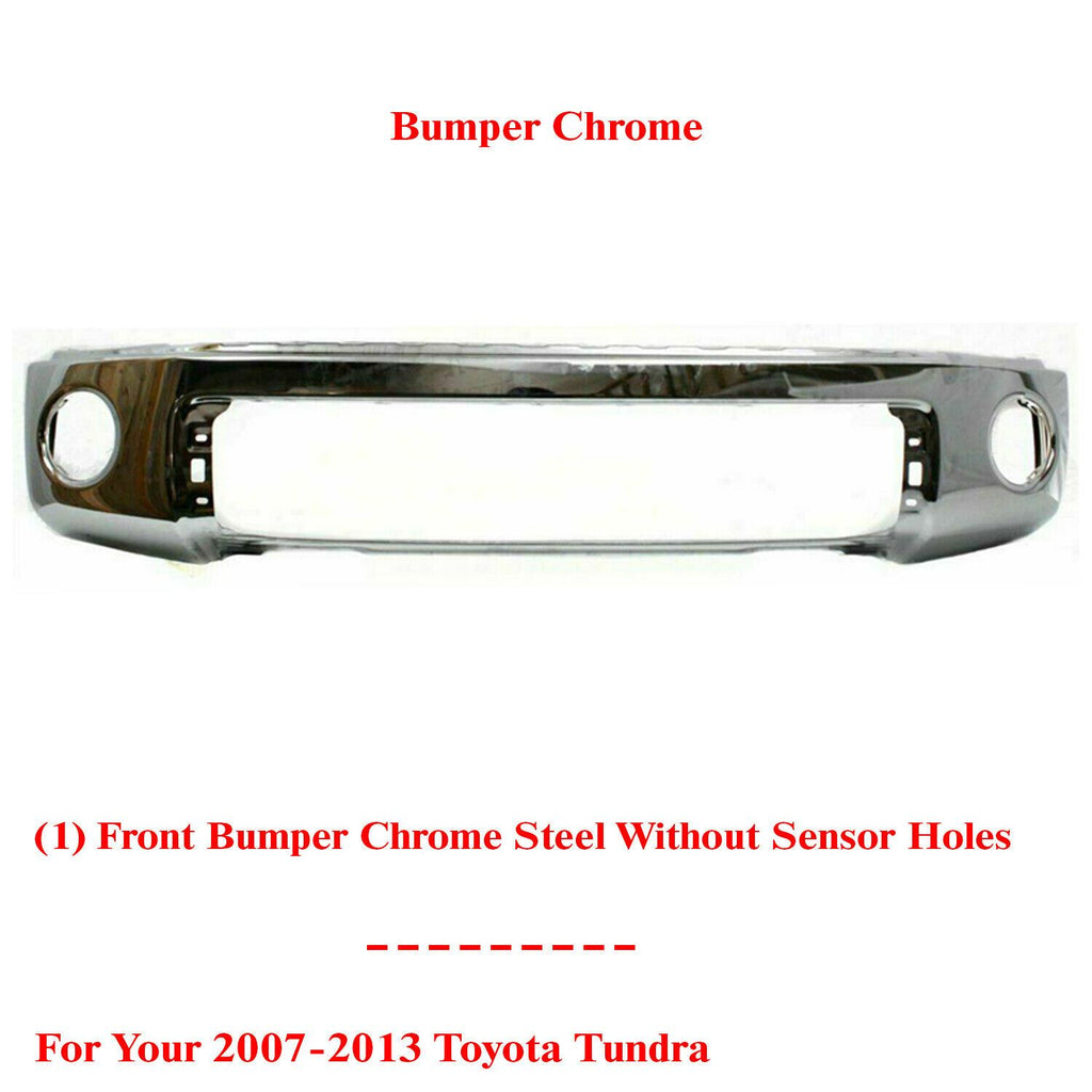 Front Chrome Bumper Steel W/o parking sensor holes For 2007-2013 Toyota Tundra