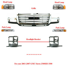 Load image into Gallery viewer, Headlights + Park Lights + Grille Panel + Bracket For 2003-06 Sierra 2500HD 3500