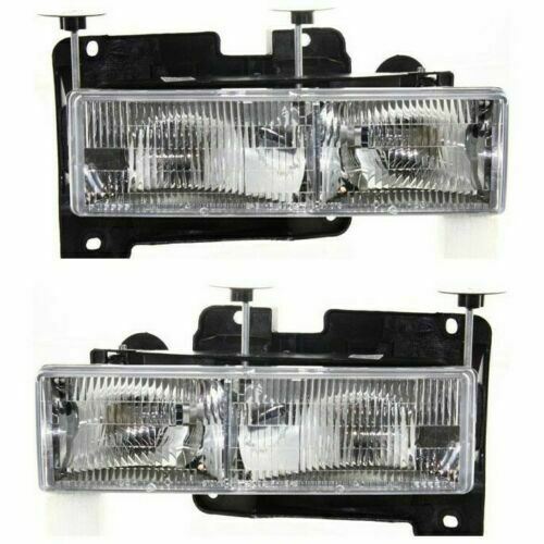 Front Grille Chrome + Head & Signal Light + Reflector For 95-99 Chevy C/K Series