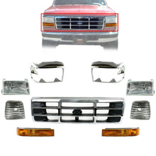 Load image into Gallery viewer, Front Chrome Grille+Headlight+Signal&amp;Head Lamps Door For 1992-1997 Ford F-Series