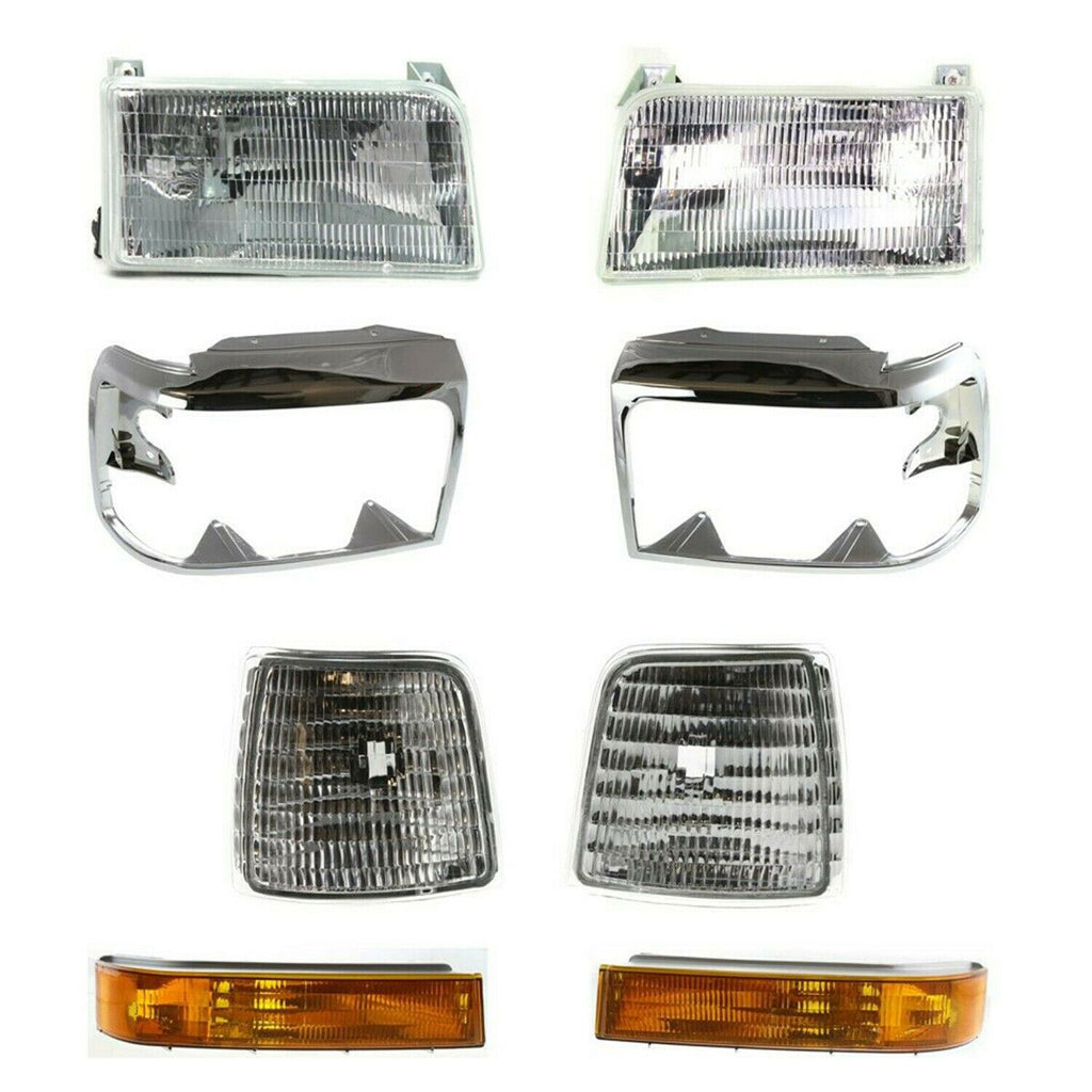 Front Headlights+Head Lamps Door+Signal+Corner Lamps For 1999-1997 Ford F-Series