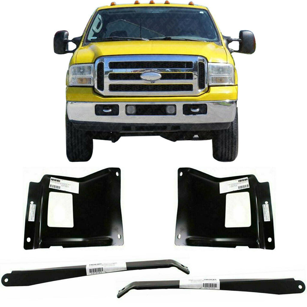 Front Bumper Outer Bracket + Mount Plates For 05-07 Ford F-250 F-350 Super Duty