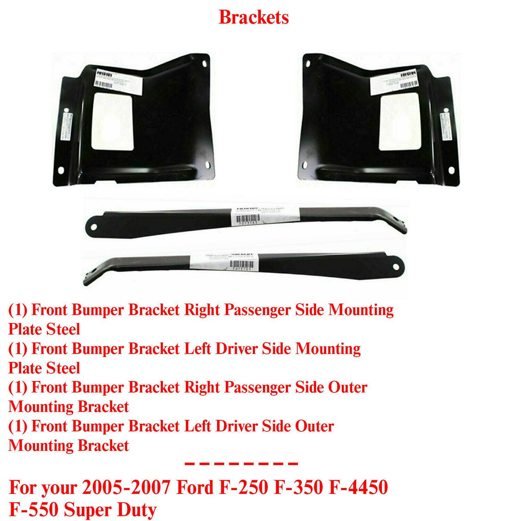 Front Bumper Outer Bracket + Mount Plates For 05-07 Ford F-250 F-350 Super Duty