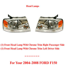 Load image into Gallery viewer, Front Headlamps With Chrome Trim Driver &amp; Passenger Sid For 2004-2008 Ford F-150