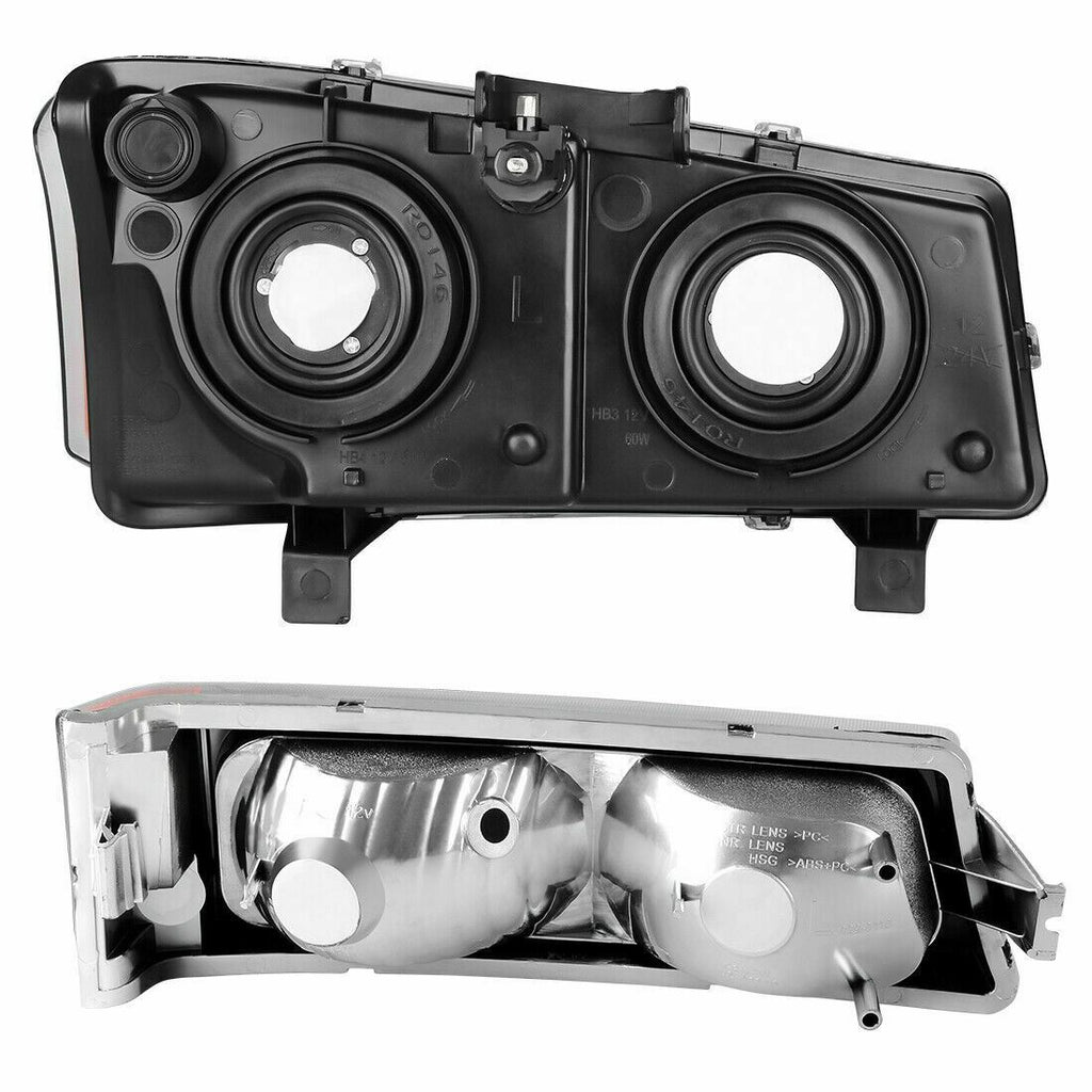 Front Headlamps + Signal Lamps For 2003-2006 Chevrolet Silverado / Avalanche