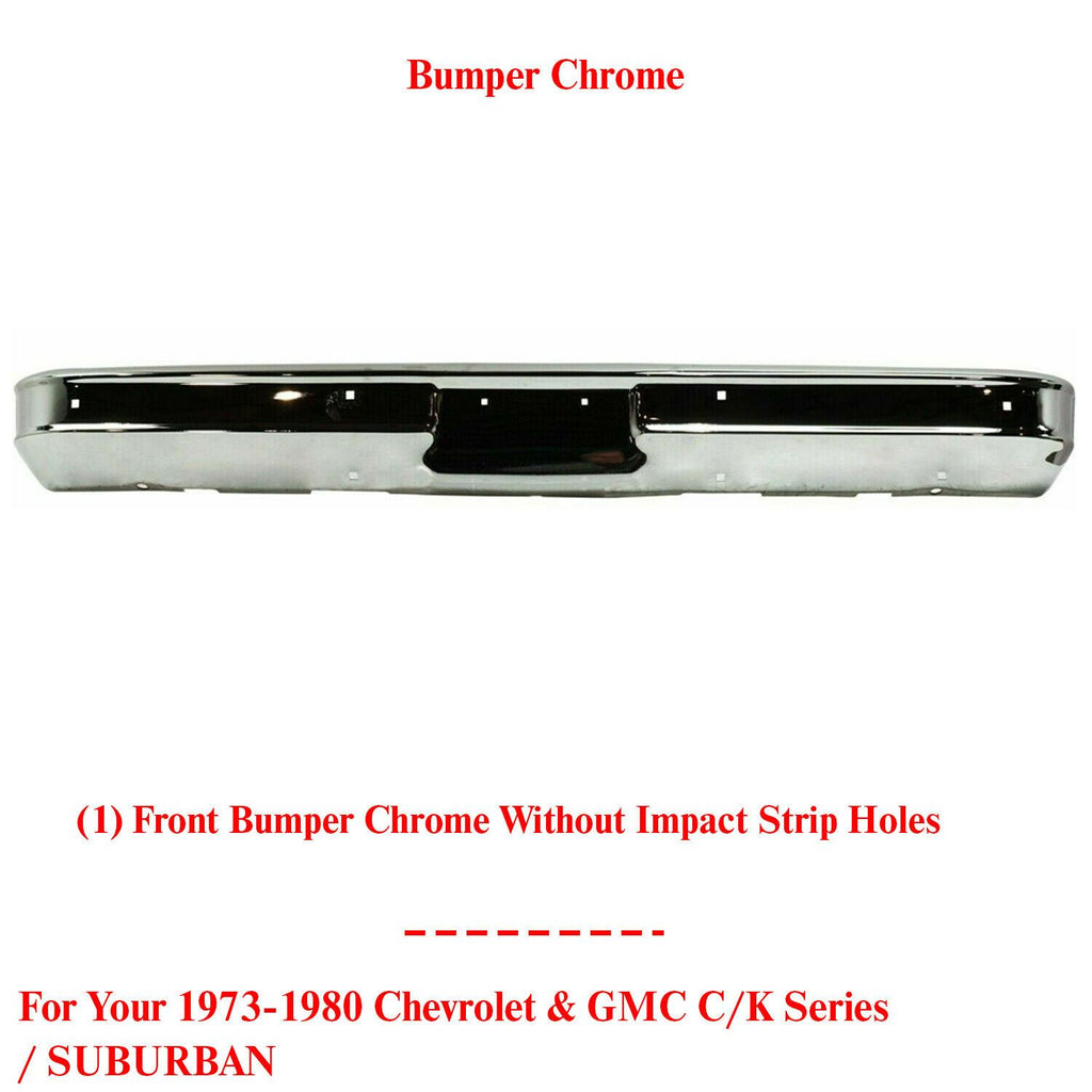 Front Bumper Chrome Steel for 1973-1980 GMC C/K Series / Chevrolet Suburban