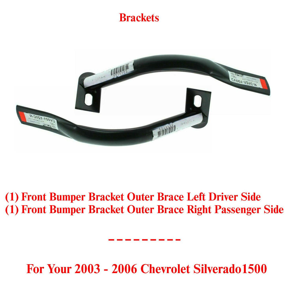 Set Of 2 Front Bumper Outer Brace Bracket For 03-06 Silverado /GMC Sierra 1500