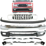 Front Grille + Bumper Chrome Kit + Brackets&Retainer Set For 01-04 Toyota Tacoma