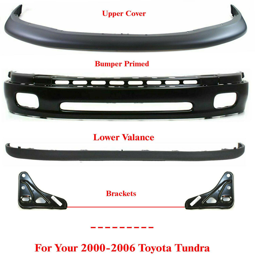 Front Bumper Steel Primed +Upper + Valance + Bracket For 2000-2006 Toyota Tundra