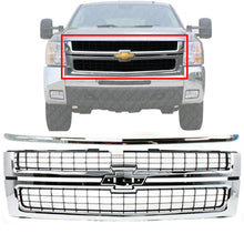 Load image into Gallery viewer, Front Grille Chrome Plastic + Hood Molding For 2007-2010 Silverado 2500HD 3500HD